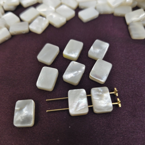 Diseño de collar cuadrado de nácar Natural para hacer pulseras, diseño de anillos de concha blanca de cara lisa, joyería con incrustaciones