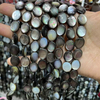 Collar de concha negra con forma ovalada de nácar Natural, diseño de cabujón, diseño de cadena de joyería, fabricación de bricolaje con forma de huevo de doble cara