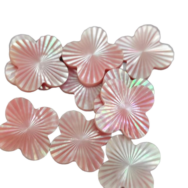 Pendientes de corte de flores de color rosa, madreperla Natural, diseño de corte de cara, colgante de cabujón, fabricación de incrustaciones para collar DIY
