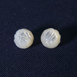 Diseño de flor de bola redonda de corte con forma de frijoles pequeños de nácar Natural para mujer, collar, fabricación de pulseras DIY, cabujón bombe