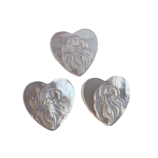 Corte de diseño de imagen de nácar Natural para mujer, fabricación de incrustaciones de joyería, grabado en relieve con forma de corazón, cabujón de corazón DIY 