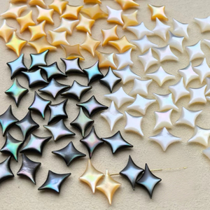 Cabujón pequeño de nácar Natural para diseño de pulsera, corte en forma de diamante, cara de bombe, piezas de joyería para niñas, pequeña estrella
