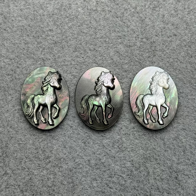 Pendientes de mujer con diseño de colgante de cabujón de corte con forma de animal de nácar Natural, joyería con incrustaciones, diseño en relieve 