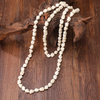 Collar de perlas naturales para mujer, joyería de piedra azul, frijoles pequeños, piedra turquesa, diseño de moda artesanal, cadena de color blanco 