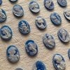 Pendientes con diseño de camafeo de nácar Natural, cara de señora de concha de ágata para mujer, fabricación de joyas, colgante con incrustaciones de cabujón de ágata azul 