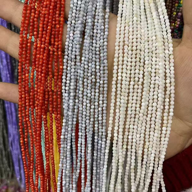 Collar con forma de bola de nácar Natural, diseño de joyería, cuentas coloridas DIY, cadena de diseño de pulsera de tamaño pequeño 