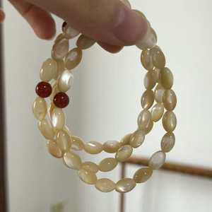 Pulsera de bolas de color marrón perla Natural, diseño con cadena en forma de arroz para joyería DIY, fabricación de cuentas redondas, joyería para mujer