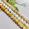 Collar de bolas de nácar Natural para mujer, diseño de cadena, forma redonda, pulsera de concha amarilla, diseño de moda DIY para mujer