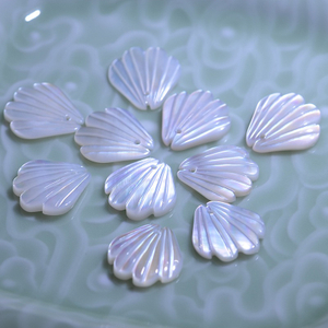 Pendientes de flor de cabujón con diseño de forma de concha de nácar Natural, joyería con incrustaciones, forma de trébol de corte de cara de concha blanca
