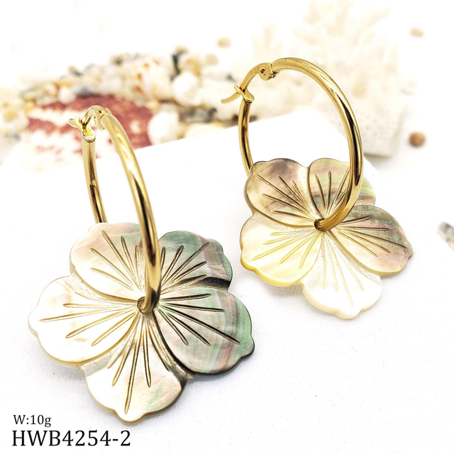 Pendiente de flor de nácar Natural, joyería de diseño, pendiente negro, fabricación de flores, pulsera, diseño de concha y collar de gran tamaño 