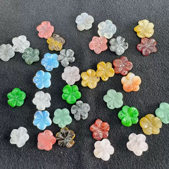 Corte en forma de flor de nácar Natural hecho a mano, Aventurina verde para hacer collares, diseño de anillos de mujer de jade amarillo