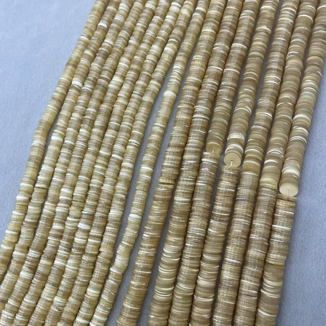Diseño redondo de corte redondo fino con forma de discoteca fina de nácar Natural para pulsera DIY, collar de mujer con granos pequeños, concha marrón