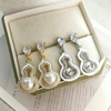Corte de cabujón más grande de madreperla Natural para incrustaciones de colgantes, joyería para mujer con forma de calabaza, diseño hueco de concha blanca 