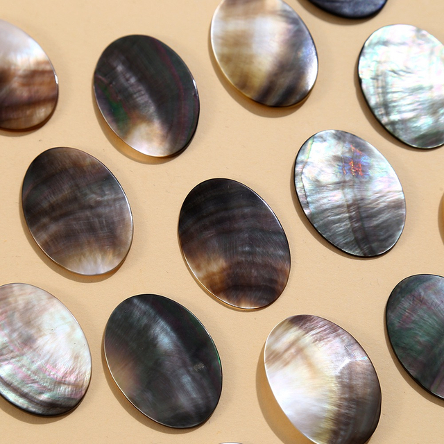 Corte de forma ovalada de nácar Natural, tamaño grande para hacer colgantes, fabricación de joyas, liso, para fabricación de diseños de pulseras de color marrón DIY 