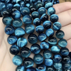 Collar de perlas naturales para mujer, joyería para mujer, ojos de tigre azul, granos de piedra, bola redonda, fabricación de pulseras, diseño para bricolaje de tamaño pequeño