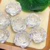 Corte en forma de flor de nácar Natural para hacer anillos, pendientes pequeños de rosa de cristal blanco, diseño de joyería para mujer