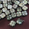 Cuentas de joyería de corte con forma de flor de nácar Natural para diseño de collar, joyería de mujer, cabujón negro de concha negra 