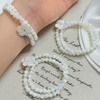 Pulsera de moda de nácar natural para mujer, joyería con diseño de flores con concha de color blanco, cadena de bolas DIY, diseño de joyería para mujer 