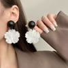 Flor de nácar Natural de gran tamaño para colgante, joyería para mujer, diseño de pendientes, cabujón de corte de concha blanca, diseño de moda
