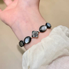 Pulsera de nácar Natural para mujer, diseño de frijoles, color negro, forma ovalada, piezas de joyería para la cara, cabujón de diseño de moda 