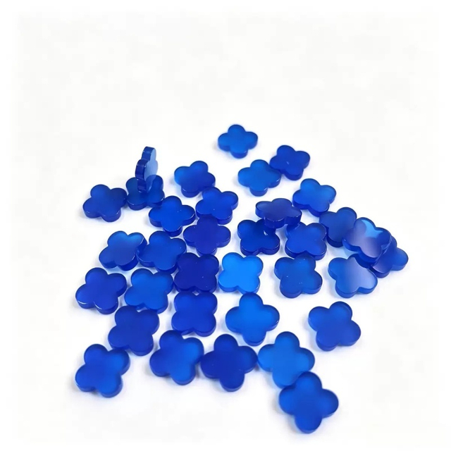 Pulsera de corte de flor pequeña con forma de trébol de nácar Natural, joyería de moda para mujer, collar de concha negra, ágata azul 
