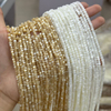 Corte en forma de disco de frijoles pequeños de nácar Natural para mujer, collar de concha marrón, diseño de collar, cabujón de tamaño largo