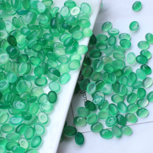 Cabujón de forma ovalada de nácar natural, piezas de corte de frijoles pequeños, ágata verde para anillos, diseño de incrustaciones, fabricación de collares para mujeres