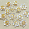 Cabujones pequeños de nácar Natural para diseño de pendientes, diseño de joyería con forma de flor para mujer con incrustaciones DIY 