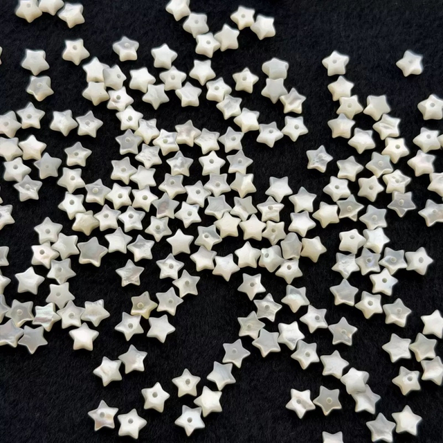 Corte en forma de estrella pequeña de nácar Natural para hacer collares, cara de bombe, cabujón, concha blanca para joyería DIY con frijoles