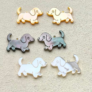 Imagen de perro de corte con diseño de animal de nácar Natural para joyería, pulsera, fabricación de frijoles pequeños, cabujón, collar para niñas, uso DIY