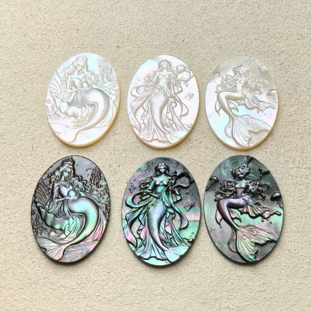 Diseño de imagen de nácar Natural, forma de pez cortada para hacer colgantes, joyería de mujer, diseño en relieve, cabujón de tamaño más grande 