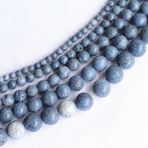 Collar de frijoles redondos de nácar Natural, fabricación de frijoles pequeños de piedra de coral azul, joyería de moda para mujer, pulsera DIY