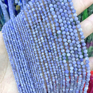 Collar de corte facial con cuentas de tanzanita de nácar Natural, joyería para mujer, diseño de moda, bola pequeña, piedra de color azul 