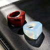 Anillos de nácar Natural de gran tamaño para mujer, piedra rosa roja, joyería de diseño de moda para hombre, piedra de ópalo, frijoles pequeños coloridos