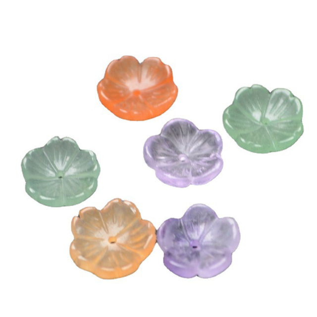 Madre Natural de pequeña flor de corte de cabujón para pendientes, pulsera de Aventurina verde, forma de flor colorida de amatista 