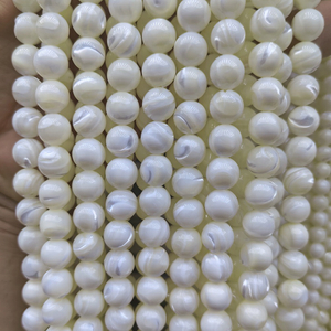 Collar de bola redonda de perla Natural para mujer, diseño de concha de fregona blanca, diseño de cadena, fabricación de pulseras, cuentas DIY 