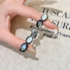 Pulsera de nácar Natural para mujer, diseño de frijoles, color negro, forma ovalada, piezas de joyería para la cara, cabujón de diseño de moda 