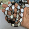 Corte de forma ovalada de nácar Natural para cadena de frijoles con corte de cara de concha negra de doble cara para la fabricación de collares de mujer 