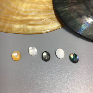 Anillos de concha de abulón con forma ovalada de madreperla Natural, diseño de cabujón para fabricación de joyas, collar con incrustaciones para mujer DIY