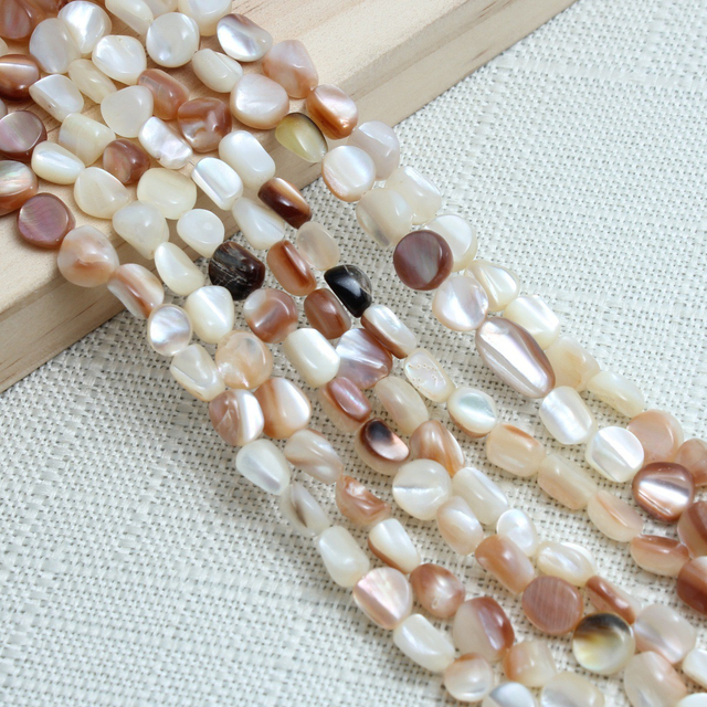 Granos de joyería de nácar Natural para hacer collares, forma DIY, diseño opcional para pulsera, piezas de moda para mujer, color blanco 