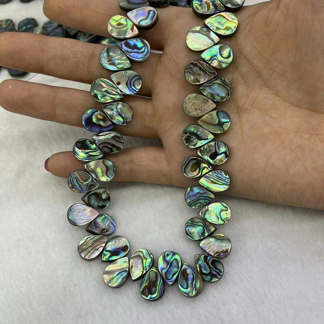Collar con forma de gota de perla Natural para mujer, concha de abulón, frijoles pequeños, joyería DIY, cadena, cabujón con forma de gota para la cara 