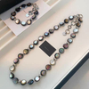 Collar de perlas naturales para mujer, fabricación de joyas, cuentas de color negro, diseño de chian DIY, piezas de estilo de moda hechas a mano 