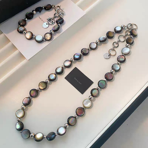 Collar de perlas naturales para mujer, fabricación de joyas, cuentas de color negro, diseño de chian DIY, piezas de estilo de moda hechas a mano 