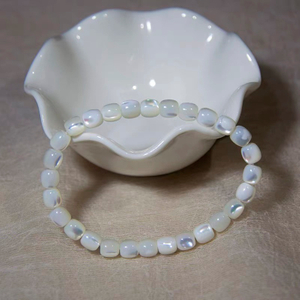 Diseño de pulsera de nácar Natural para mujer, fabricación de joyas, cuentas de concha blanca, collar largo de diseño redondo con corte ovalado 