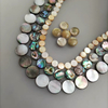 Collar de concha de abulón de forma redonda de nácar Natural, fabricación de joyas DIY para mujer con cara lisa de frijoles pequeños 