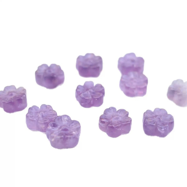 Cuentas pequeñas de nácar Natural, amatista para mujer, diseño de pulsera, fabricación de piezas de joyería de cristal de doble cara, cabujón de flores DIY 